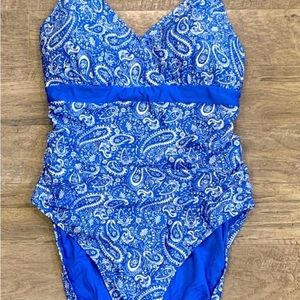 LOLË Blue Paisley One Piece Swimsuit Size 16